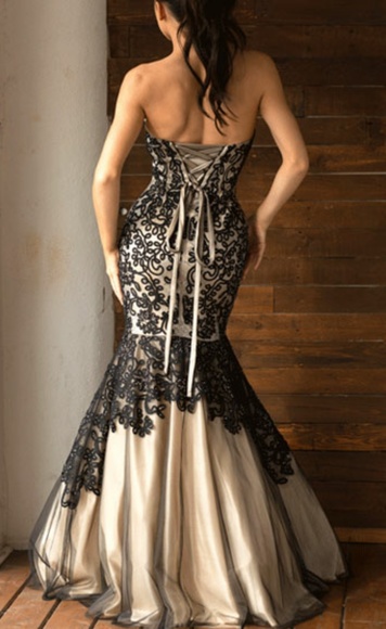 Mermaid strapless formal evening gown long - Picture 3 of 6